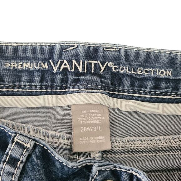 Premium Vanity Collection 26W 31L Boot Cut Embellished Jeans Criss Cross - Picture 7 of 12